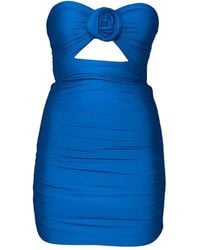 ROOM76 - Floral-Appliqué Strapless Mini Dress - Lyst