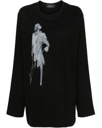 Yohji Yamamoto - T-shirt Met Print En Lange Mouwen - Lyst