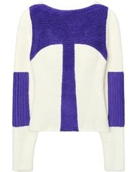 Tory Burch - Two-Tone Ribbed Silk-Blend Chenille Sweater - Lyst