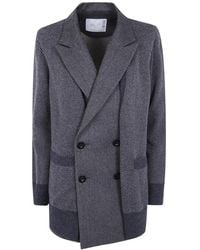 Sacai - Herringbone-Knit Double-Breasted Blazer - Lyst