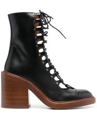 Chloé - Lace-up 100mm Boots - Lyst