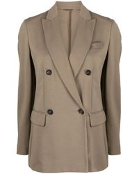 Brunello Cucinelli - Double-Breasted Cotton-Blend Blazer - Lyst