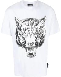 Philipp Plein - Ss Chrome Tiger Cotton T-Shirt - Lyst