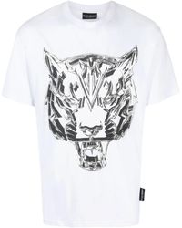 Philipp Plein - Ss Chrome Tiger Cotton T-Shirt - Lyst