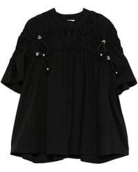 Noir Kei Ninomiya - Embellished Gathered Blouse - Lyst