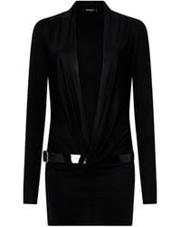 DSquared² - Deep-Cut Shiny Jersey Dress - Lyst