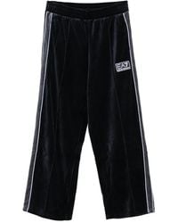 EA7 - Logo-Patch Velvet Track Pants - Lyst