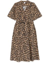 Aspesi - Vestido Midi Con Estampado De Leopardo - Lyst
