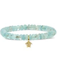 Sydney Evan - 14Kt Geelgouden Kleine Turtle Armband Met Aquamarijn En Diamant - Lyst