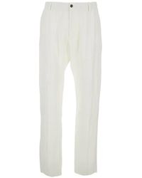 Emporio Armani - Drawstring Linen Trousers - Lyst