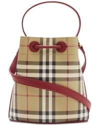 Burberry - Mini Check Bucket Bag - Lyst