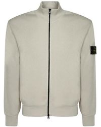 Stone Island - Pull Côtelé 5100126 En Coton Biologique Doux À Fermeture Zippée - Lyst