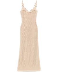 Elie Saab - Vestido largo de malla con apliques florales - Lyst