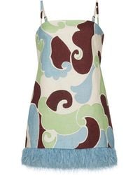 Cara Cara - Valencia Feather-Trim Mini Dress - Lyst