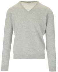 Al Duca d'Aosta - V-Neck Ribbed-Trim Sweater - Lyst