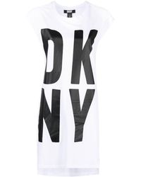 DKNY - Logo-print Sleeveless Tunic Top - Lyst