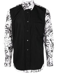Black Comme Des Garçons Baumwolle Hemd mit Shhh-Print in Schwarz für Herren Herren Bekleidung Hemden Freizeithemden und Hemden 