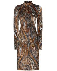 Etro - Paisley-Print High-Neck Midi Dress - Lyst
