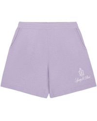 Sporty & Rich - Vendome Logo-embroidered Cashmere Shorts - Lyst