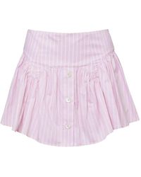 Fleur du Mal - Poplin Garter Striped Mini Skirt - Lyst