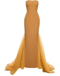 V:PM ATELIER - Schulterfreies Abendkleid mit Tüll-Overlay - Lyst