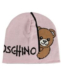 Moschino - Logo-Print Teddy Bear Beanie Hat - Lyst