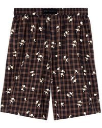 Ganni - Check Floral-Print Shorts - Lyst