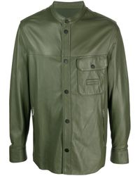 Emporio Armani - Leather Shirt Jacket - Lyst