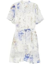 Paperlace - Crystal-Embellished Floral-Print Mini Shirt Dress - Lyst