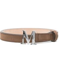 Max Mara - Ceinture En Daim À Boucle Logo - Lyst
