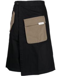 Izzue Wrap-style A-line Midi Skirt - Black