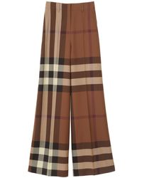 Burberry - Check-print Wide-leg Trousers - Lyst