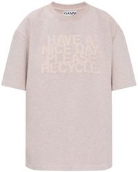 Ganni - Logo-Appliqué T-Shirt - Lyst