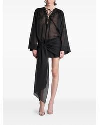 ANDAMANE - Robe Courte À Effet De Transparence À Lacet Et Détail Noué - Lyst