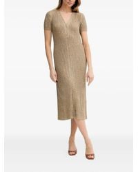 Twinset - Metallic-Knit Buttoned Midi Dress - Lyst