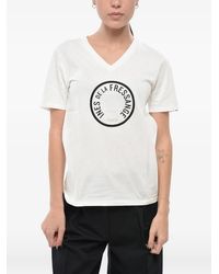 Ines De La Fressange Paris - Logo-Print V-Neck T-Shirt - Lyst