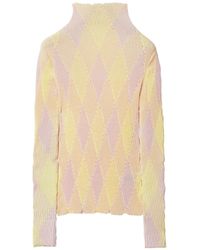 Burberry - High-Neck Argyle Intarsia-Knit Jumper - Lyst