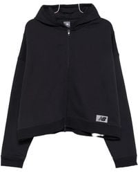 New Balance - Logo-Patch Zip-Up Hoodie - Lyst