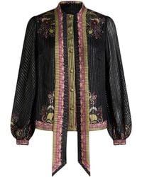 Etro - Pussy Bow Neck Twill-Print Silk Blouse - Lyst