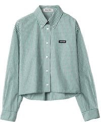 Miu Miu - Camicia Crop A Quadretti - Lyst