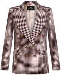 Etro - Houndstooth-pattern Double-breasted Jacket - Lyst