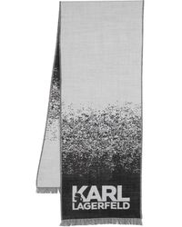 Karl Lagerfeld - Gestrickter Schal mit Logo-Print - Lyst