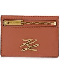 KARL LAGERFELD - K/Autograph Logo-Plaque Zip-Pocket Leather Cardholder - Lyst