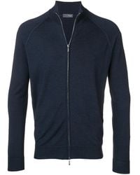 Drumohr - Zipped Cardigan With Melange Blue - Lyst