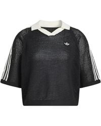 adidas - Gestreept Poloshirt Met V-Hals - Lyst