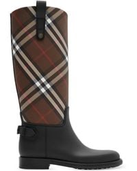 Burberry - Check Cavalier Boots - Lyst