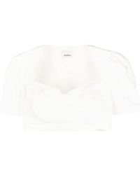 Isabel Marant - Cropped Puff-sleeve Top - Lyst