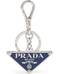 Prada Triangle-logo Keyring - White