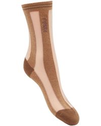 Fendi Gestreifte Socken mit Logo - Braun