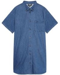 A.P.C. - Short-Sleeve Denim Shirt Dress - Lyst